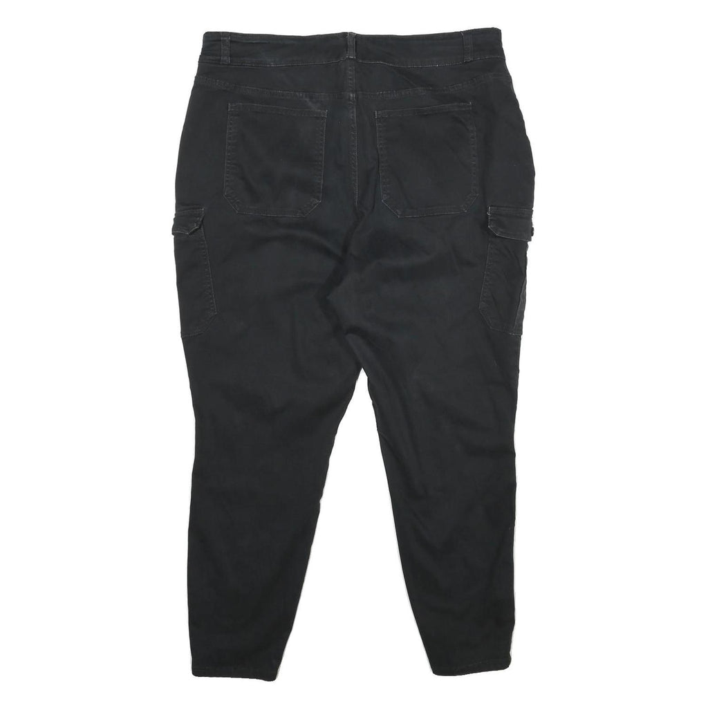 NOBO Womens Cotton Blend Black Relaxed Cargo Trousers W38 L28 Zip Pockets