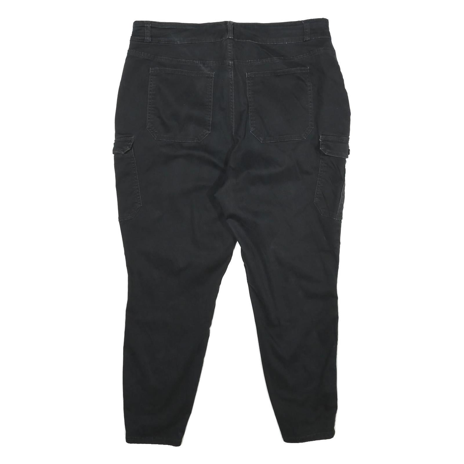 NOBO Womens Cotton Blend Black Relaxed Cargo Trousers W38 L28 Zip Pockets