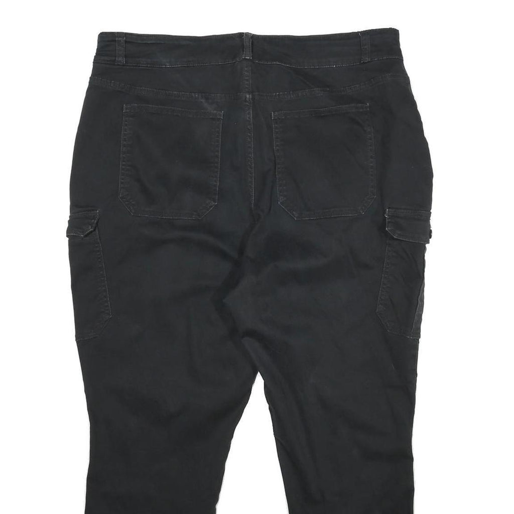 NOBO Womens Cotton Blend Black Relaxed Cargo Trousers W38 L28 Zip Pockets