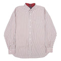 TOMMY HILFIGER Mens Red & White Striped Cotton Shirt M Button Down Collar
