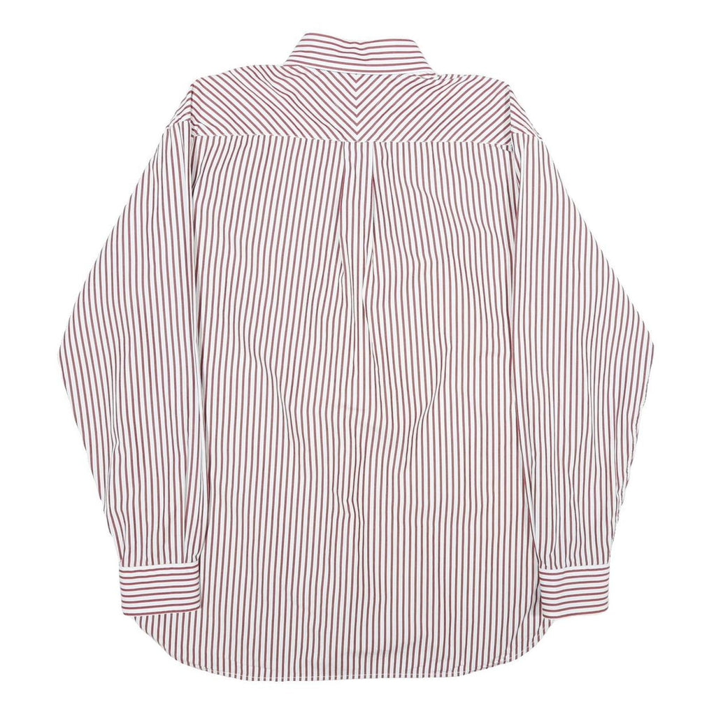 TOMMY HILFIGER Mens Red & White Striped Cotton Shirt M Button Down Collar