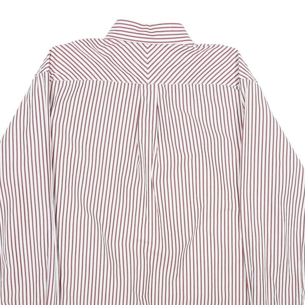 TOMMY HILFIGER Mens Red & White Striped Cotton Shirt M Button Down Collar