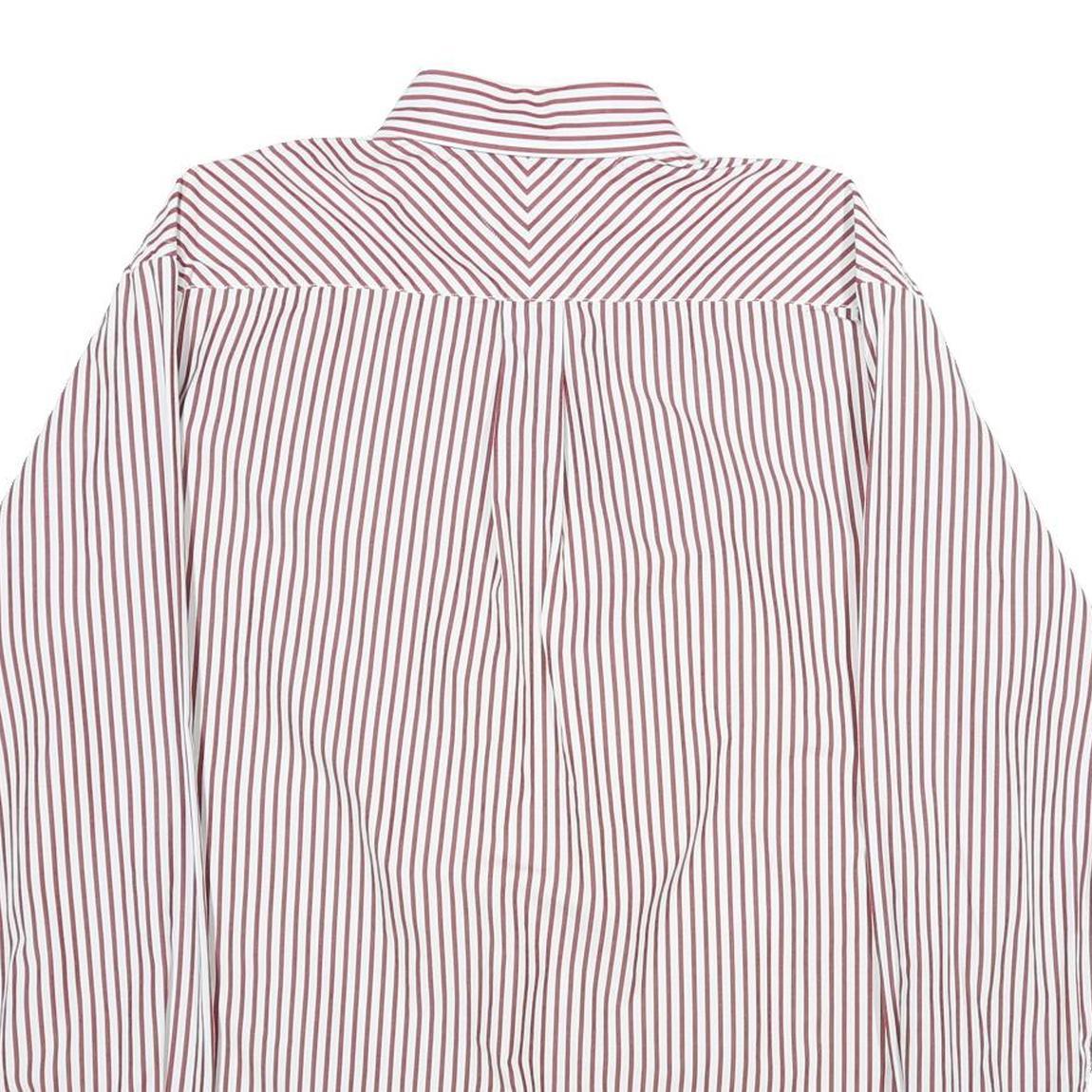 TOMMY HILFIGER Mens Red & White Striped Cotton Shirt M Button Down Collar