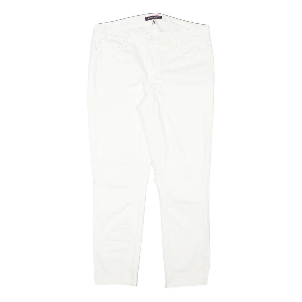 TOMMY HILFIGER Womens Slim White Denim Jeans Cotton Blend W32 L26 Zip Pockets