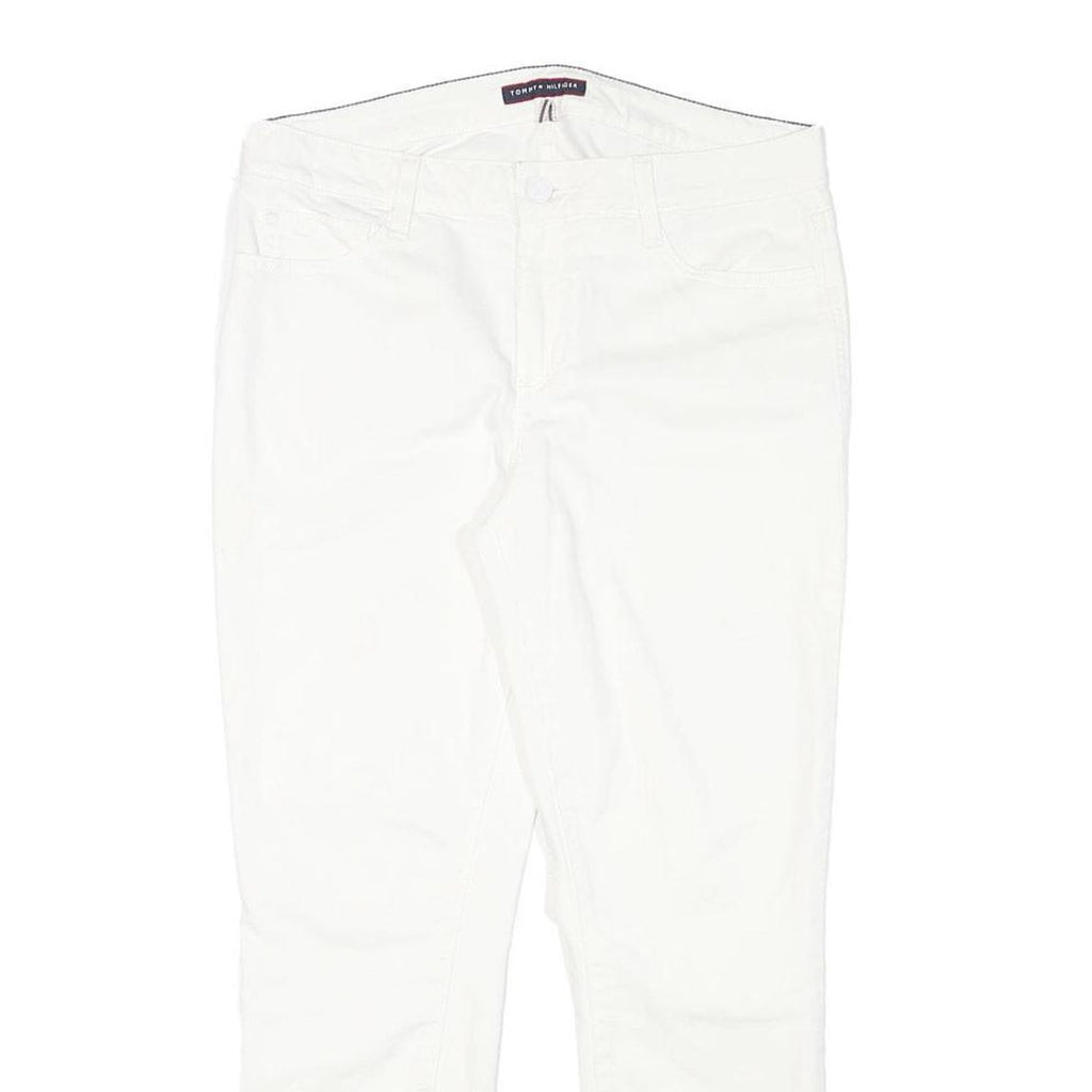 TOMMY HILFIGER Womens Slim White Denim Jeans Cotton Blend W32 L26 Zip Pockets