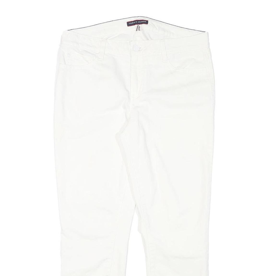 TOMMY HILFIGER Womens Slim White Denim Jeans Cotton Blend W32 L26 Zip Pockets