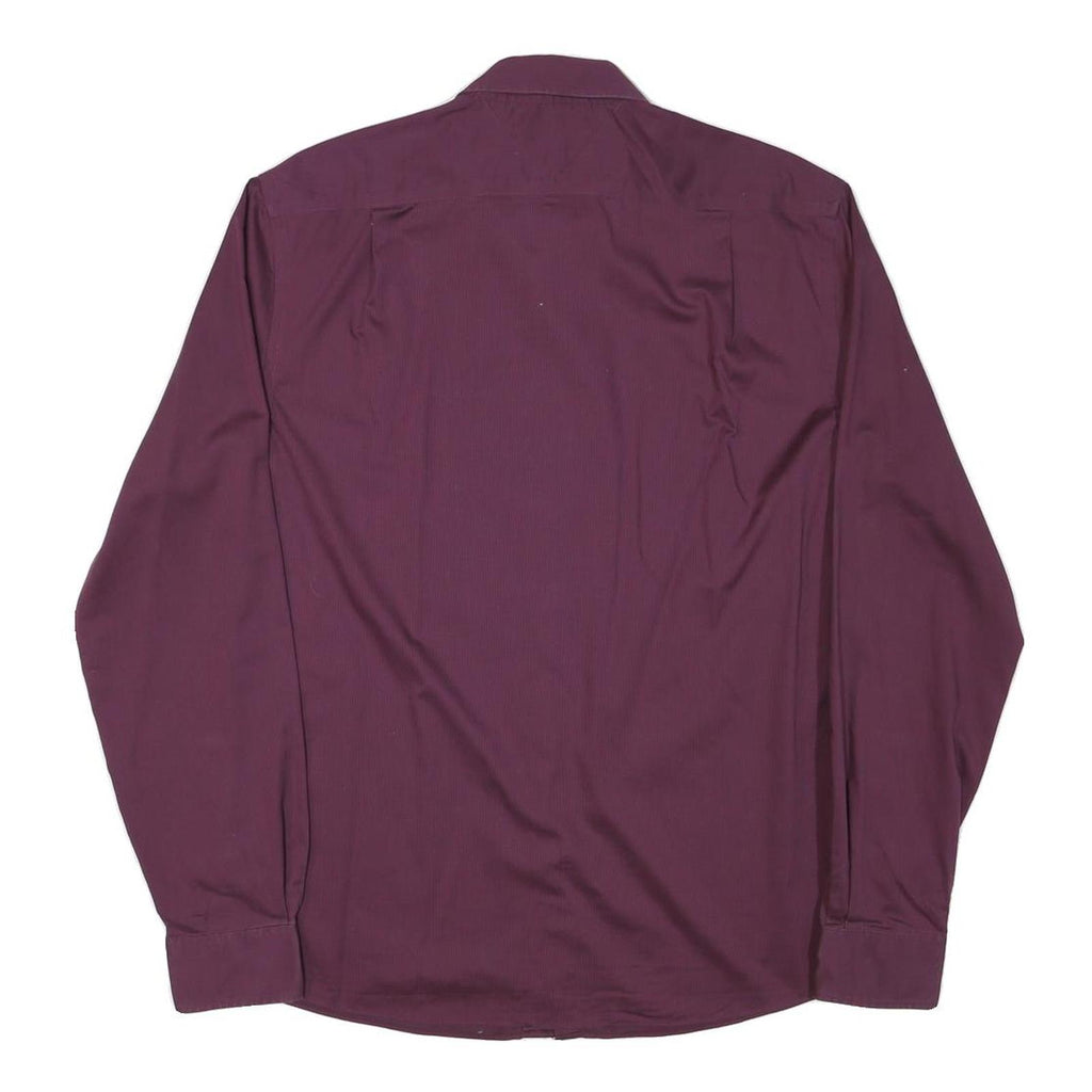 TOMMY HILFIGER Mens Maroon Shirt L Cotton Blend Long Sleeve Button Collar