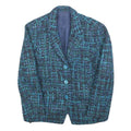 Womens Blue Green Check Jacket S Woven Button Closure Classic Fit Stylish