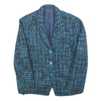 Womens Blue Green Check Jacket S Woven Button Closure Classic Fit Stylish
