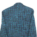 Womens Blue Green Check Jacket S Woven Button Closure Classic Fit Stylish