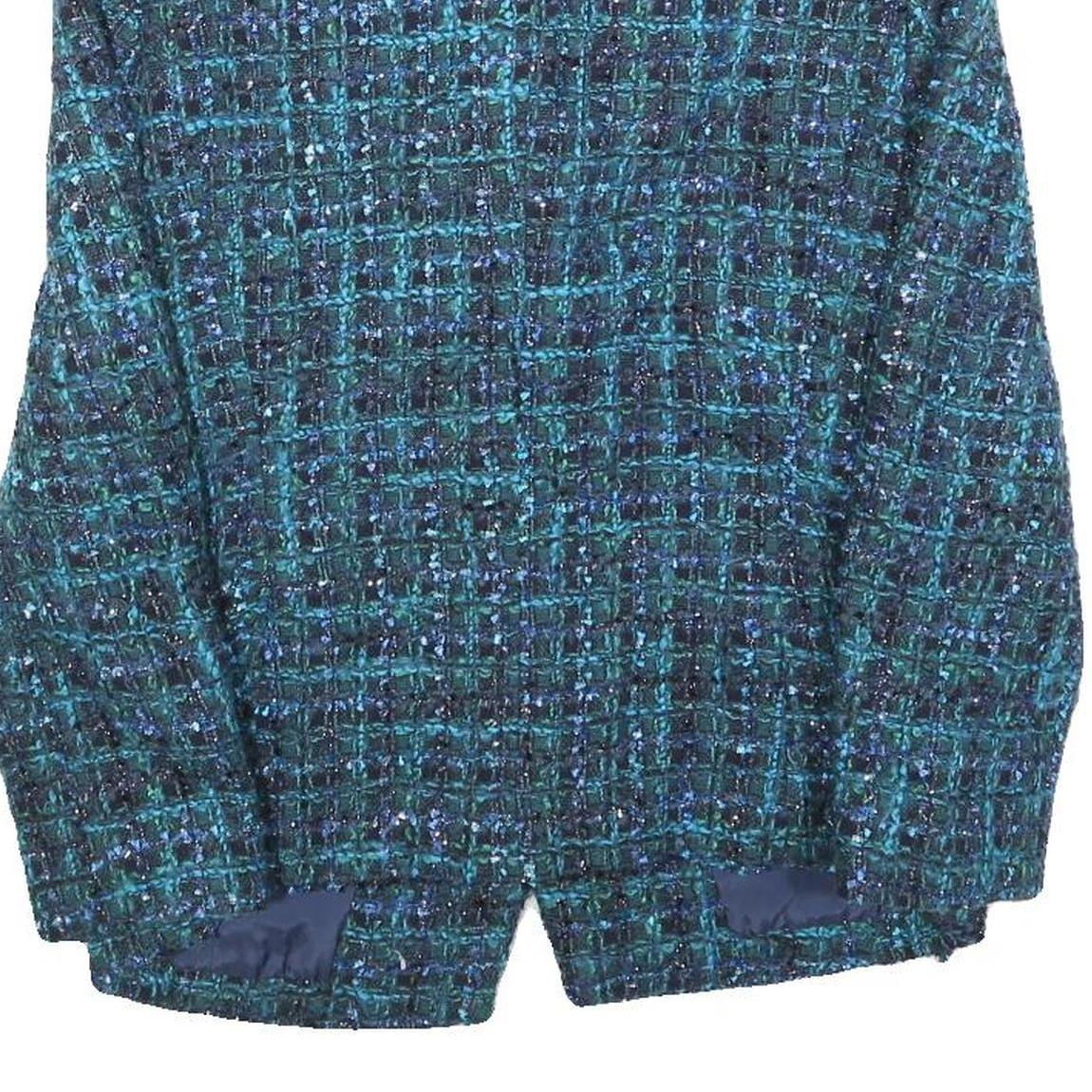 Womens Blue Green Check Jacket S Woven Button Closure Classic Fit Stylish