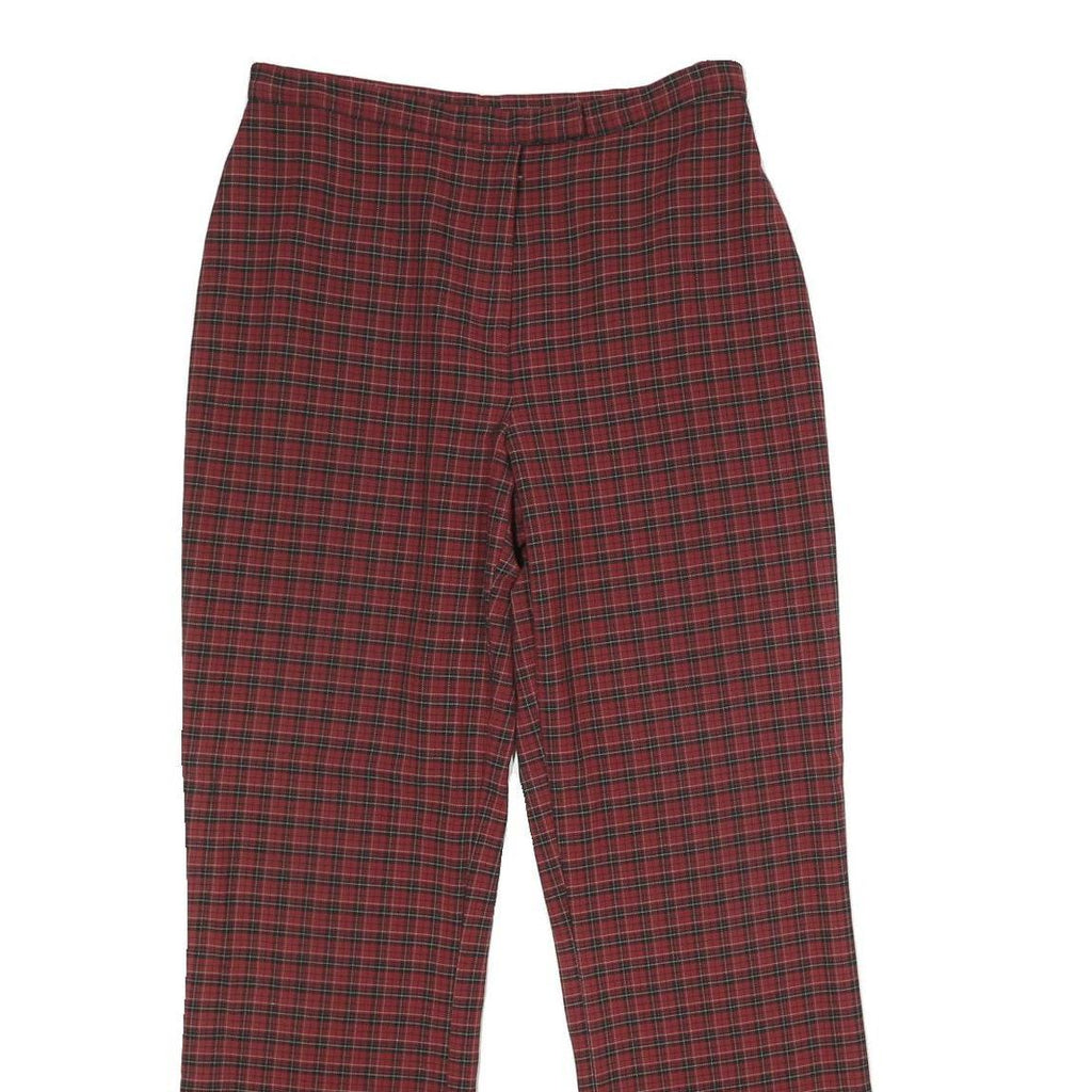 EXTRESA X Womens Red Regular Trousers W30 L32 Checked Print Zip Closure
