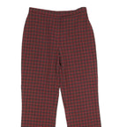 EXTRESA X Womens Red Regular Trousers W30 L32 Checked Print Zip Closure