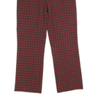 EXTRESA X Womens Red Regular Trousers W30 L32 Checked Print Zip Closure