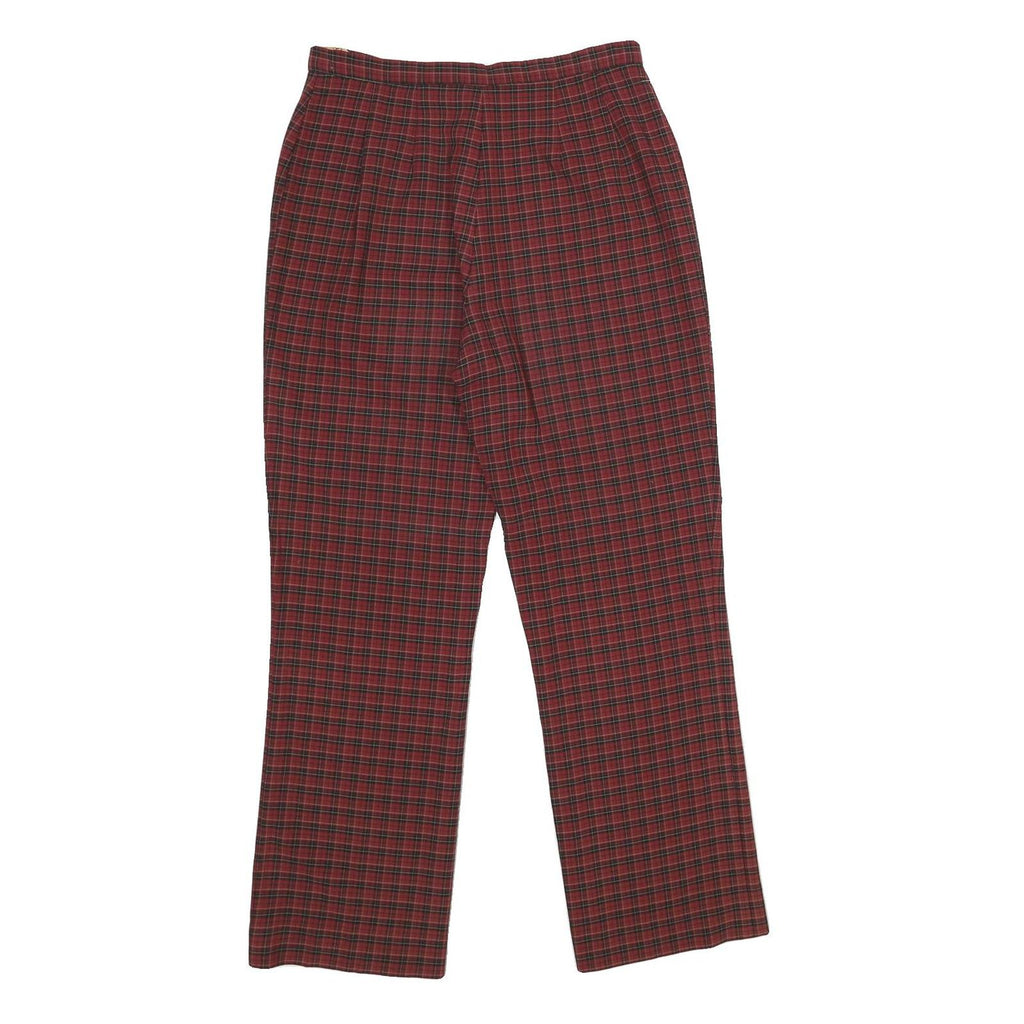 EXTRESA X Womens Red Regular Trousers W30 L32 Checked Print Zip Closure