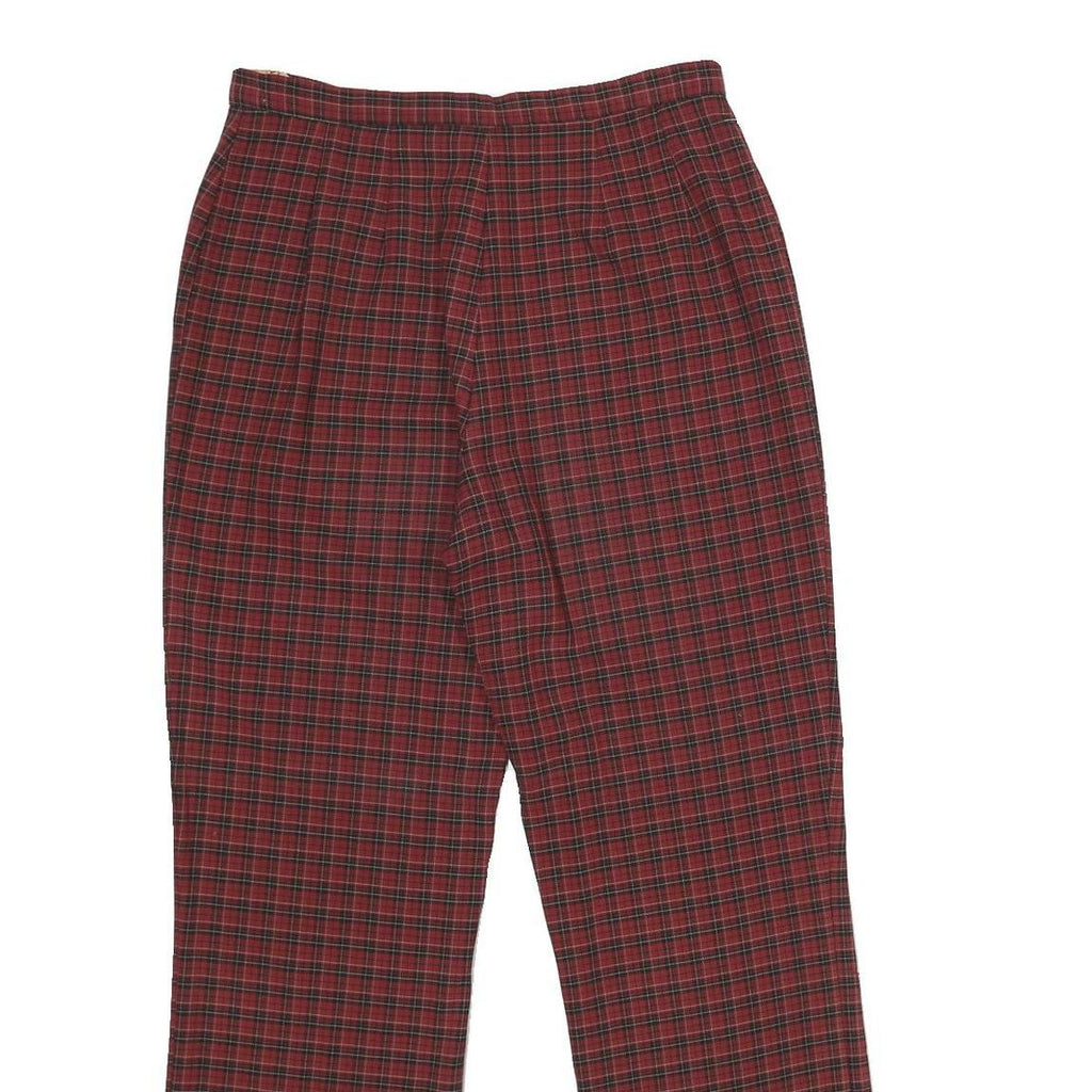 EXTRESA X Womens Red Regular Trousers W30 L32 Checked Print Zip Closure