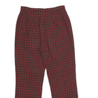 EXTRESA X Womens Red Regular Trousers W30 L32 Checked Print Zip Closure