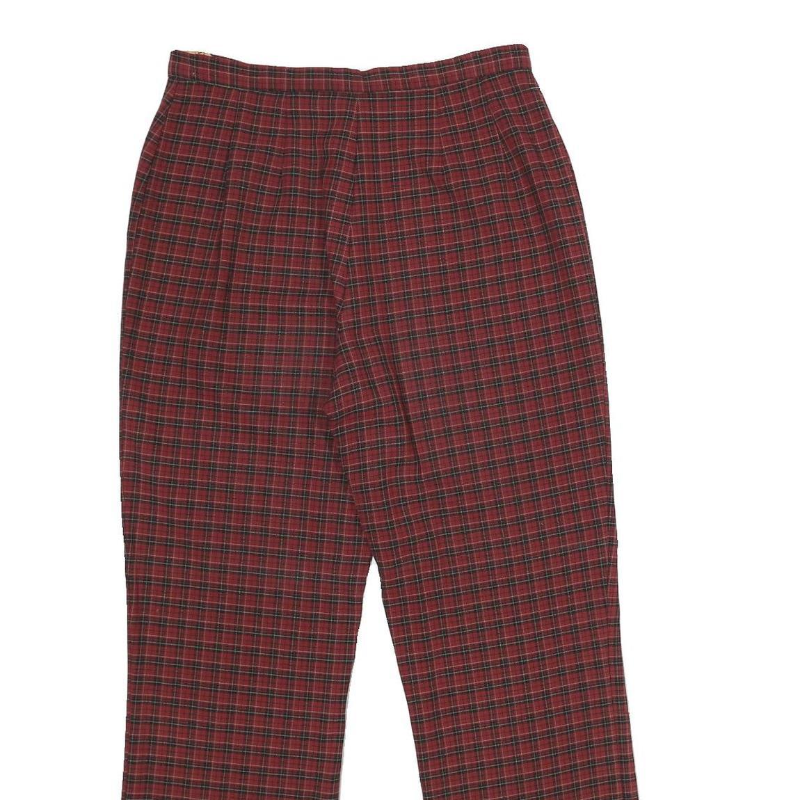 EXTRESA X Womens Red Regular Trousers W30 L32 Checked Print Zip Closure