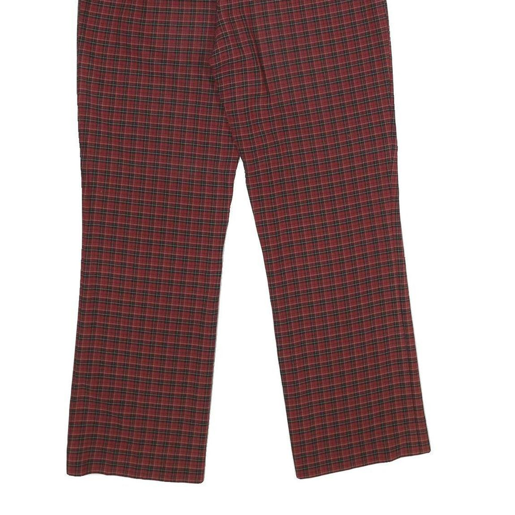 EXTRESA X Womens Red Regular Trousers W30 L32 Checked Print Zip Closure