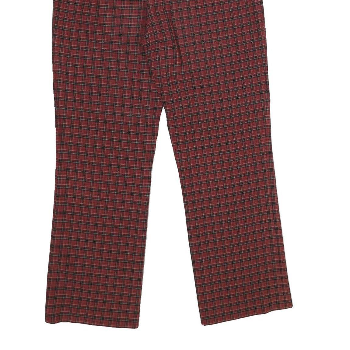 EXTRESA X Womens Red Regular Trousers W30 L32 Checked Print Zip Closure