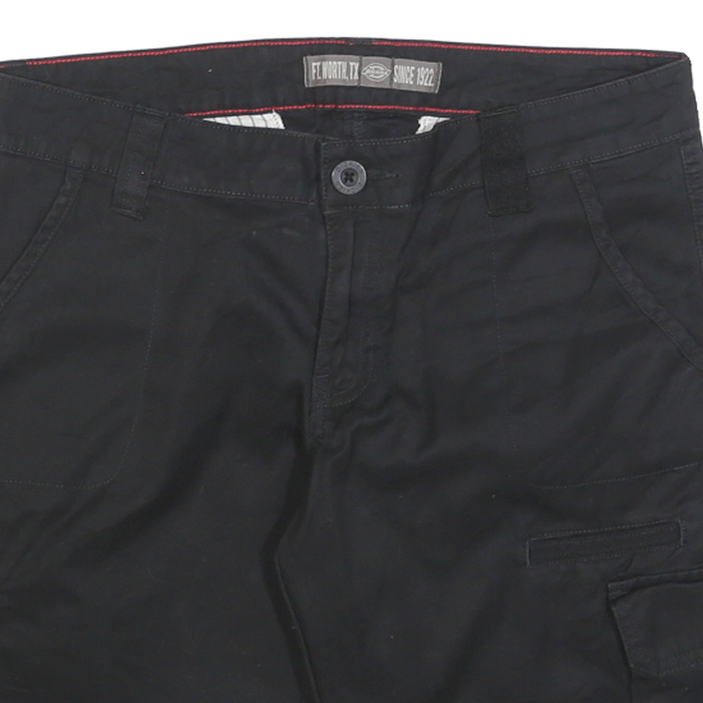 DICKIES Womens Black Cargo Cotton Blend Shorts M W32 Workwear Utility Pocket