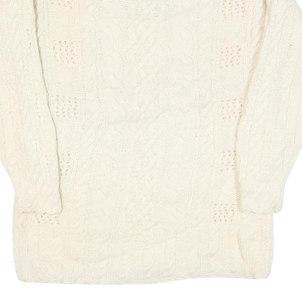 VANESSA COLLECTION Womens Cream Jumper Cable Knit Roll Neck Wool M Soft Warm