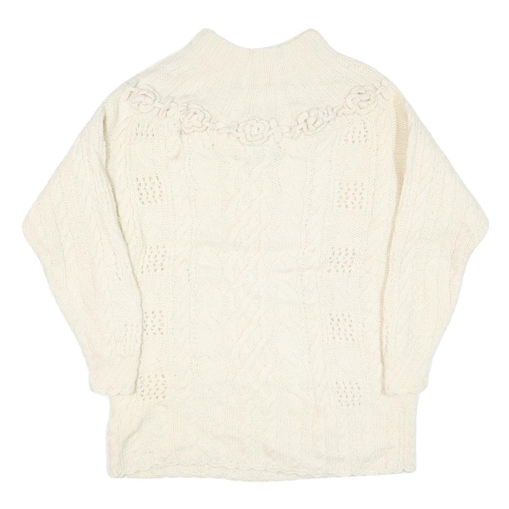 VANESSA COLLECTION Womens Cream Jumper Cable Knit Roll Neck Wool M Soft Warm