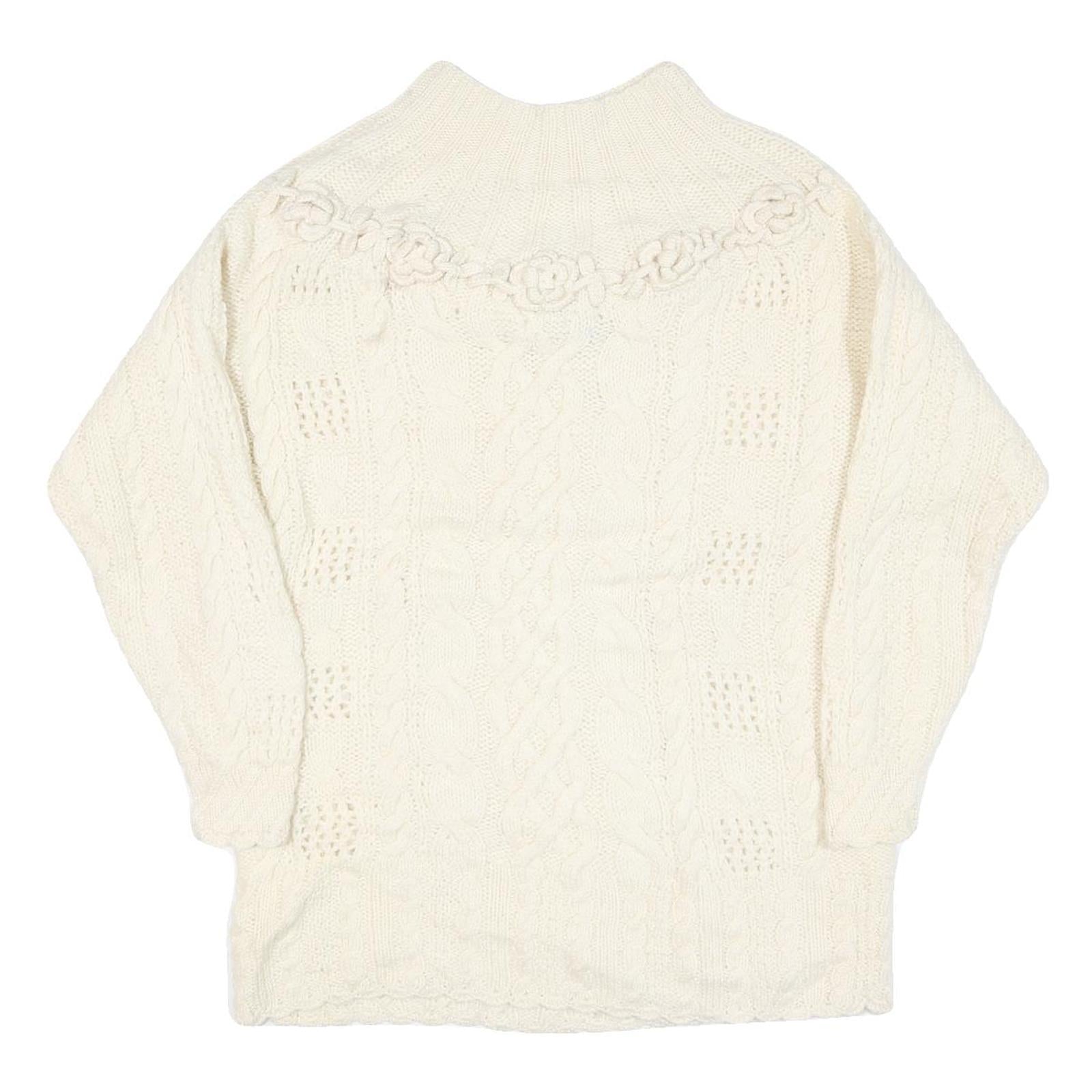 VANESSA COLLECTION Womens Cream Jumper Cable Knit Roll Neck Wool M Soft Warm