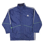 ADIDAS Mens Blue Navy Polyester Blend Jacket L Zip Plain Sportswear