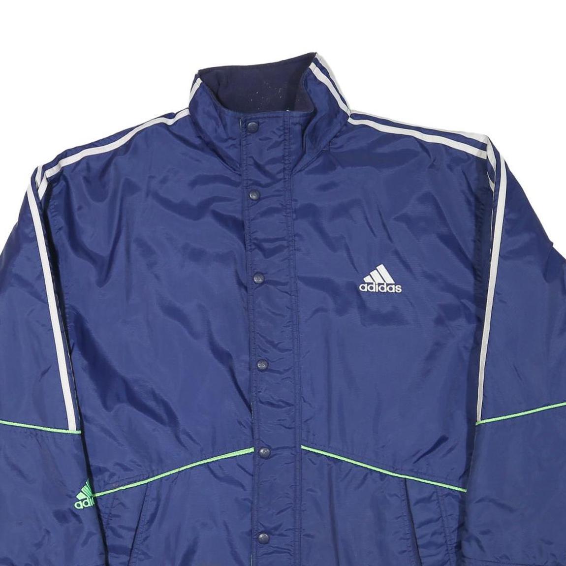 ADIDAS Mens Blue Navy Polyester Blend Jacket L Zip Plain Sportswear