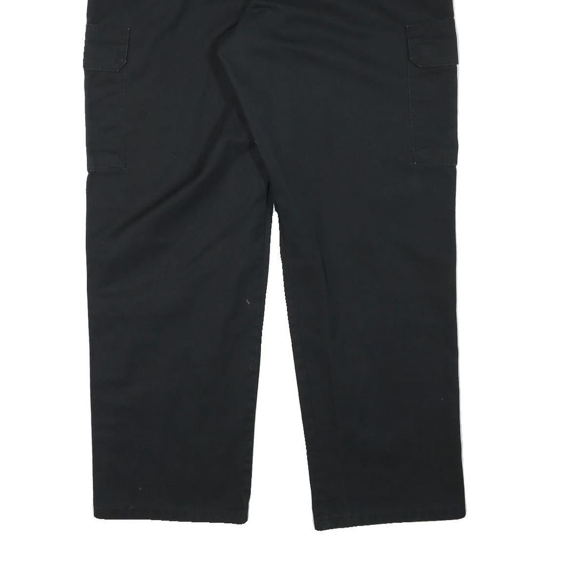 DICKIES Mens Cotton Blend Black Relaxed Cargo Trousers W36 L30 Workwear Zip