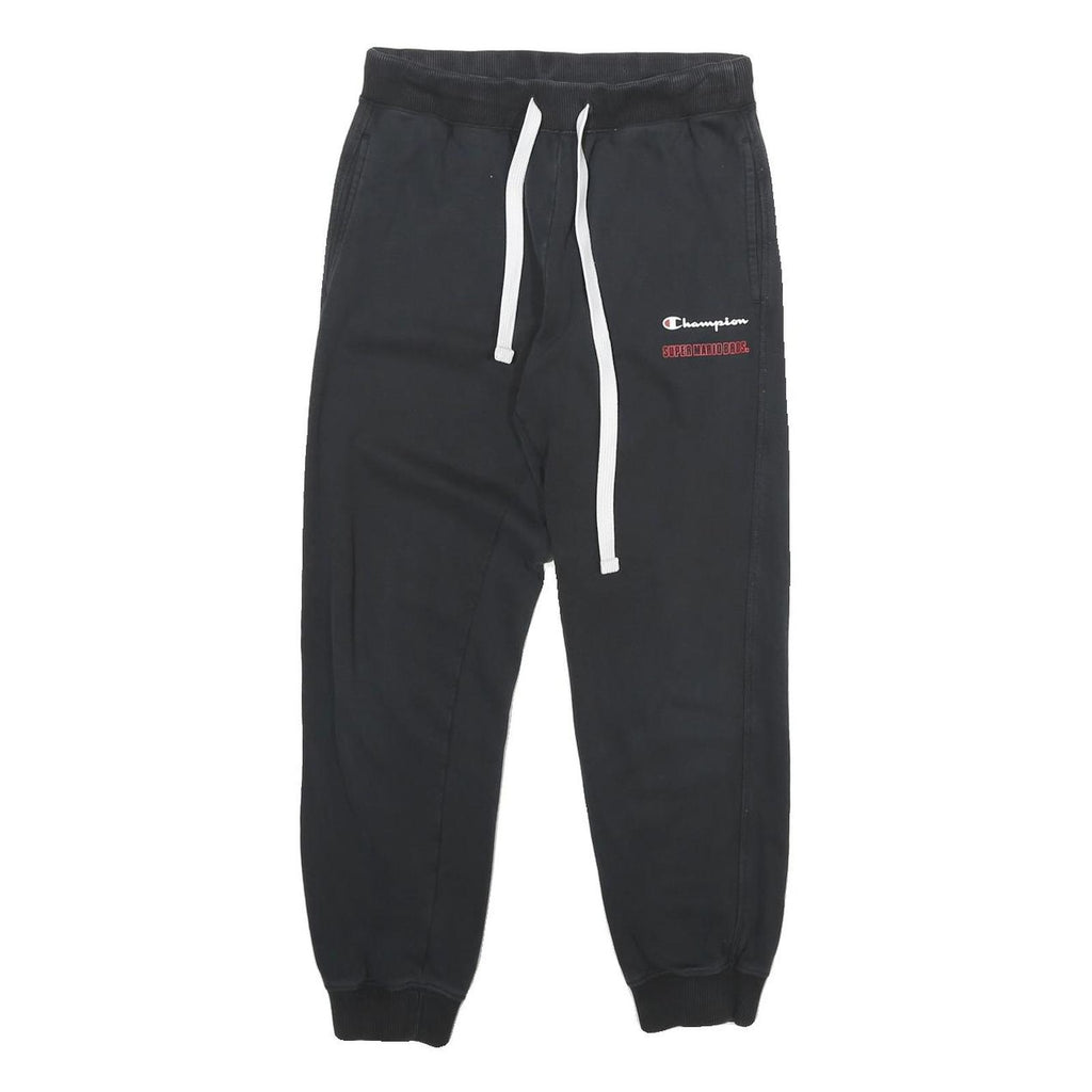 CHAMPION Mens Joggers Black XS W26 L25 Cotton Slim Tapered Super Mario Bros Logo