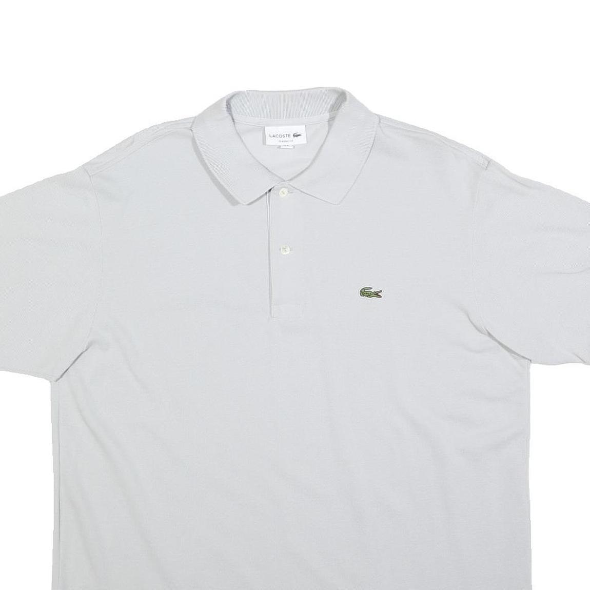 LACOSTE Mens White Short Sleeve Plain XL Cotton Blend Polo Shirt Classic