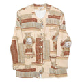 MISS MARILYN Womens Cream & Brown Wool Patterned Button Jacket M Wool