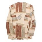 MISS MARILYN Womens Cream & Brown Wool Patterned Button Jacket M Wool