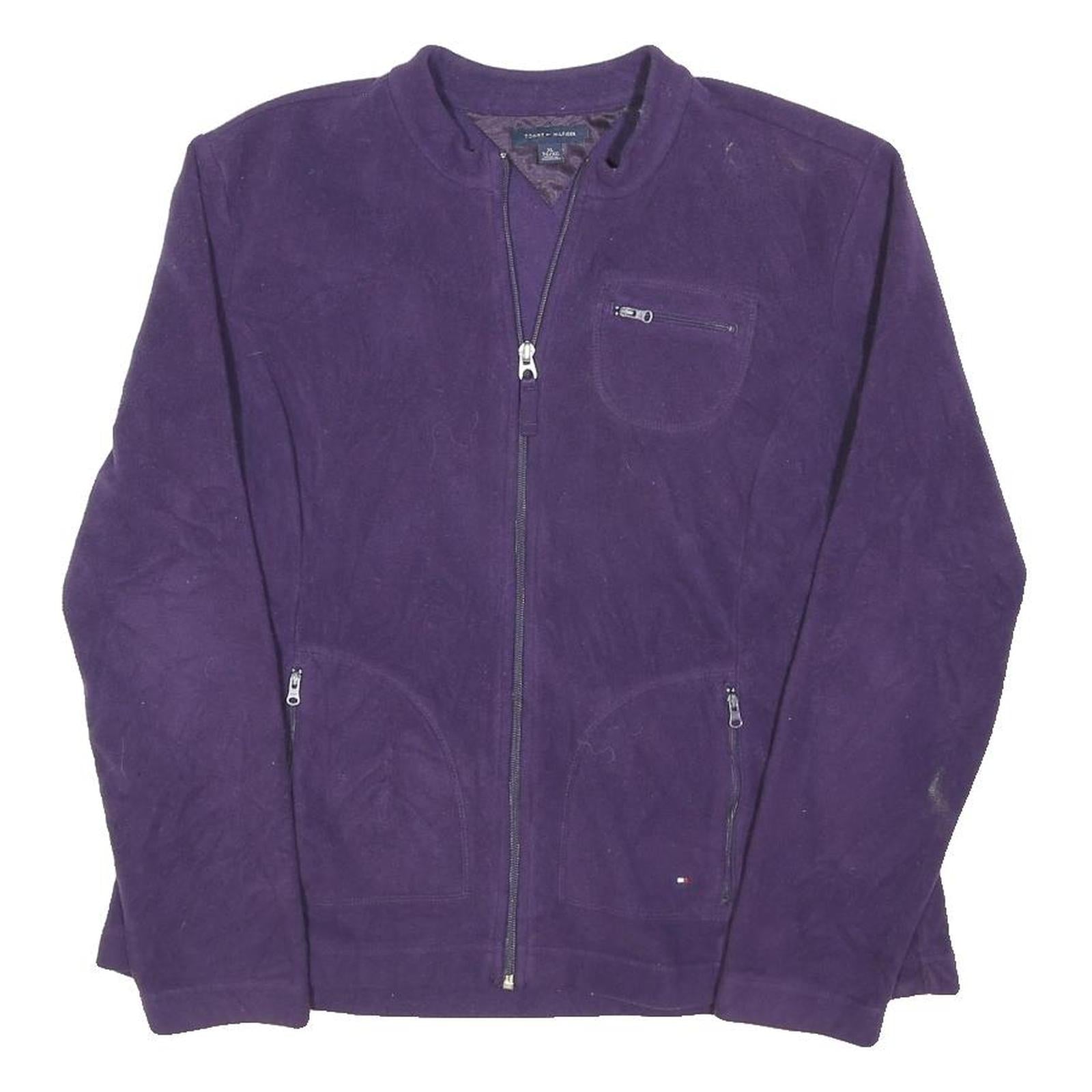 TOMMY HILFIGER Womens Purple Jacket XL Polyester Blend Plain Zip Casual Warm
