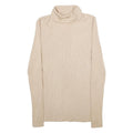 Womens Beige Plain High Neck Basic Knit Jumper XS Soft Lightweight Stylish