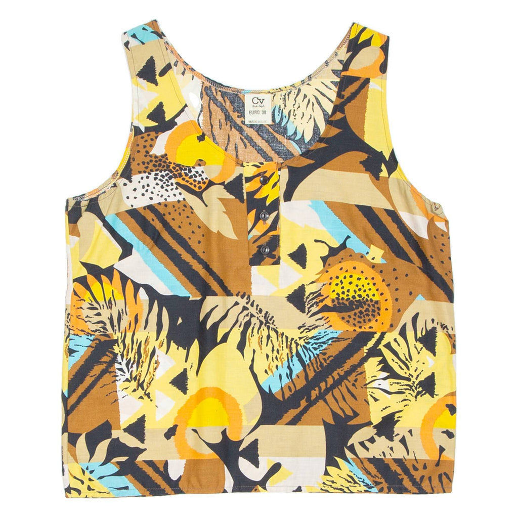 DI MARIO Womens Printed Vest Brown Sleeveless Crazy Pattern M