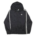 ADIDAS Mens Black Zip Hooded Track Jacket L Polyester Blend Plain Sportswear