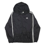 ADIDAS Mens Black Zip Hooded Track Jacket L Polyester Blend Plain Sportswear