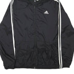 ADIDAS Mens Black Zip Hooded Track Jacket L Polyester Blend Plain Sportswear