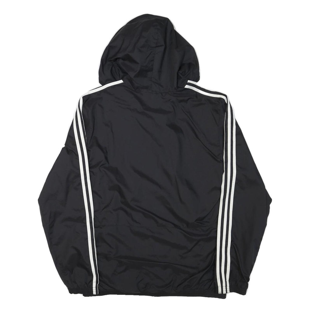 ADIDAS Mens Black Zip Hooded Track Jacket L Polyester Blend Plain Sportswear