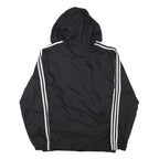 ADIDAS Mens Black Zip Hooded Track Jacket L Polyester Blend Plain Sportswear