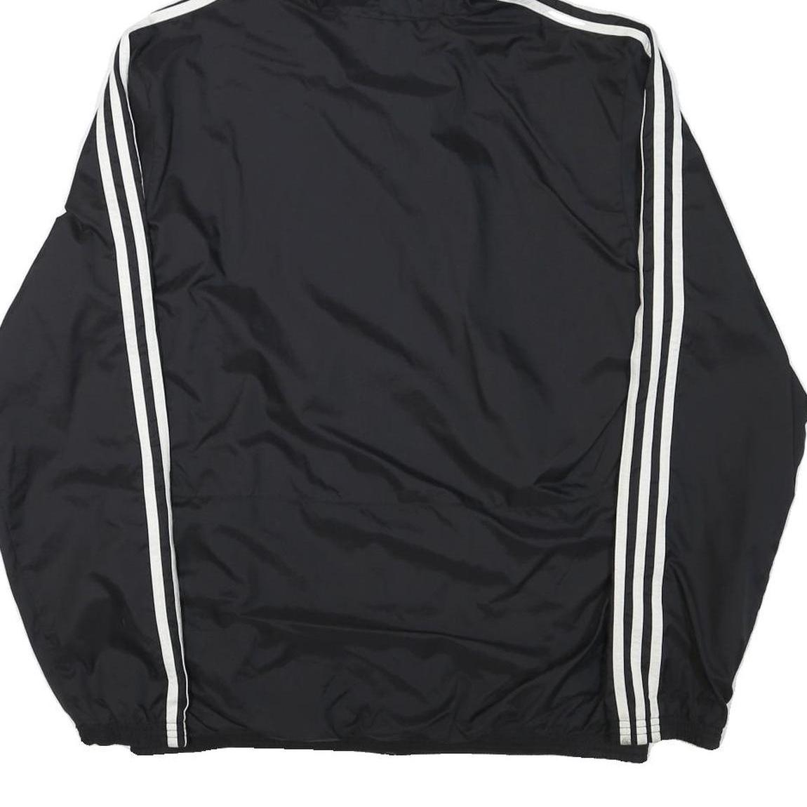 ADIDAS Mens Black Zip Hooded Track Jacket L Polyester Blend Plain Sportswear