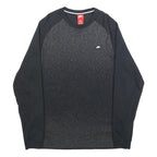 NIKE Womens Black Crew Neck L Cotton Sweatshirt Sports Casual Pullover