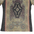 NICOLA Womens Black Printed Top Short Sleeve Round Neck M Glitter Sheer