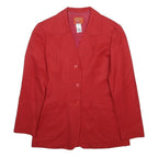 KENZO Womens Red Linen Blend Jacket S Button Plain Elegant Tailored Classic