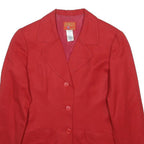 KENZO Womens Red Linen Blend Jacket S Button Plain Elegant Tailored Classic
