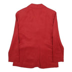KENZO Womens Red Linen Blend Jacket S Button Plain Elegant Tailored Classic