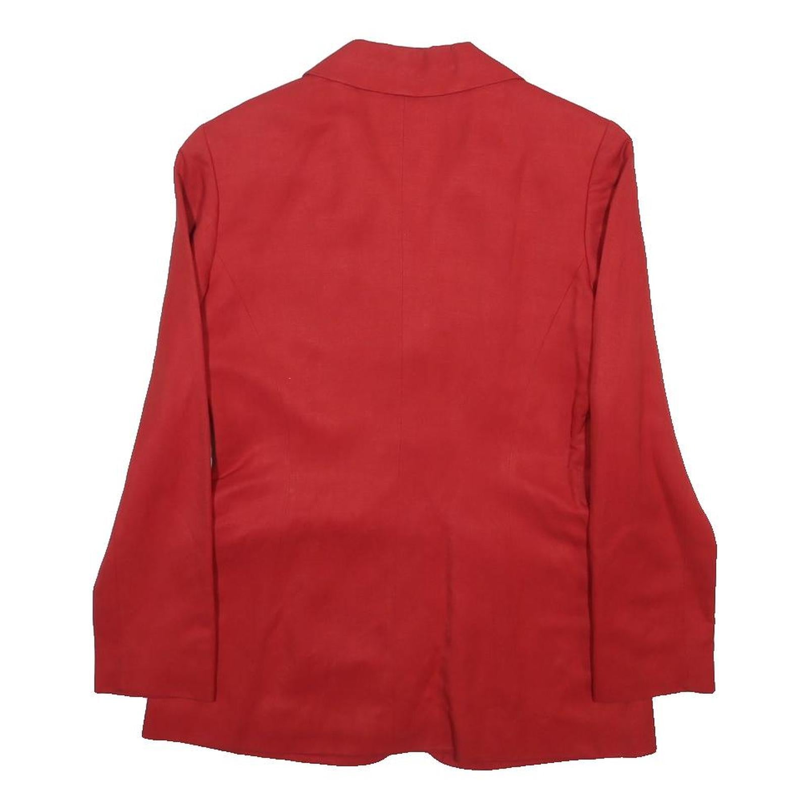 KENZO Womens Red Linen Blend Jacket S Button Plain Elegant Tailored Classic